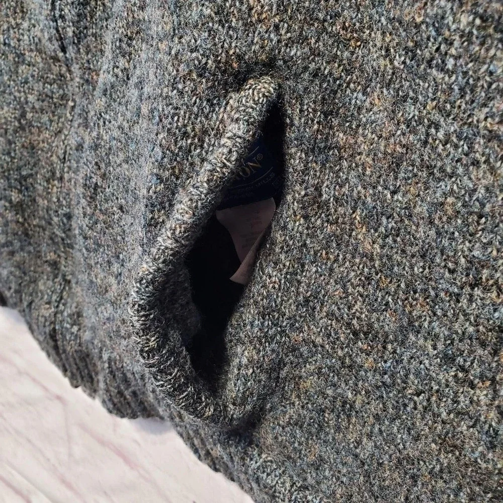 Pendleton Sweater Vest Mens XL Gray Blue Marled Shetland Wool‎ Fleece Lined Zip